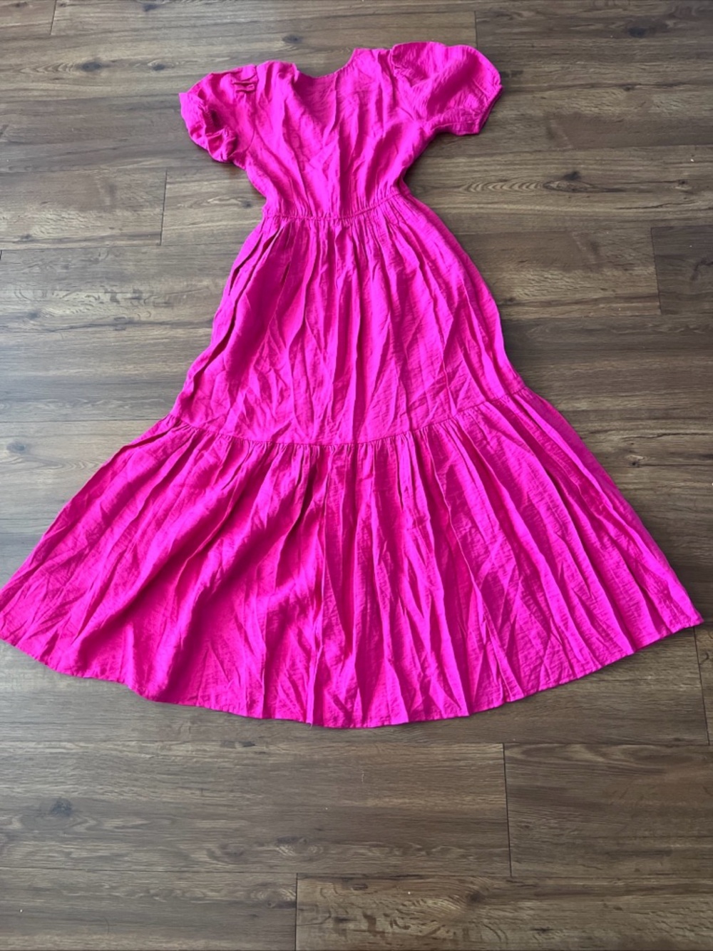 Simply Vera Vera Wang Hot Pink Maxi Dress with Button Bodice - Picture 3 of 8
